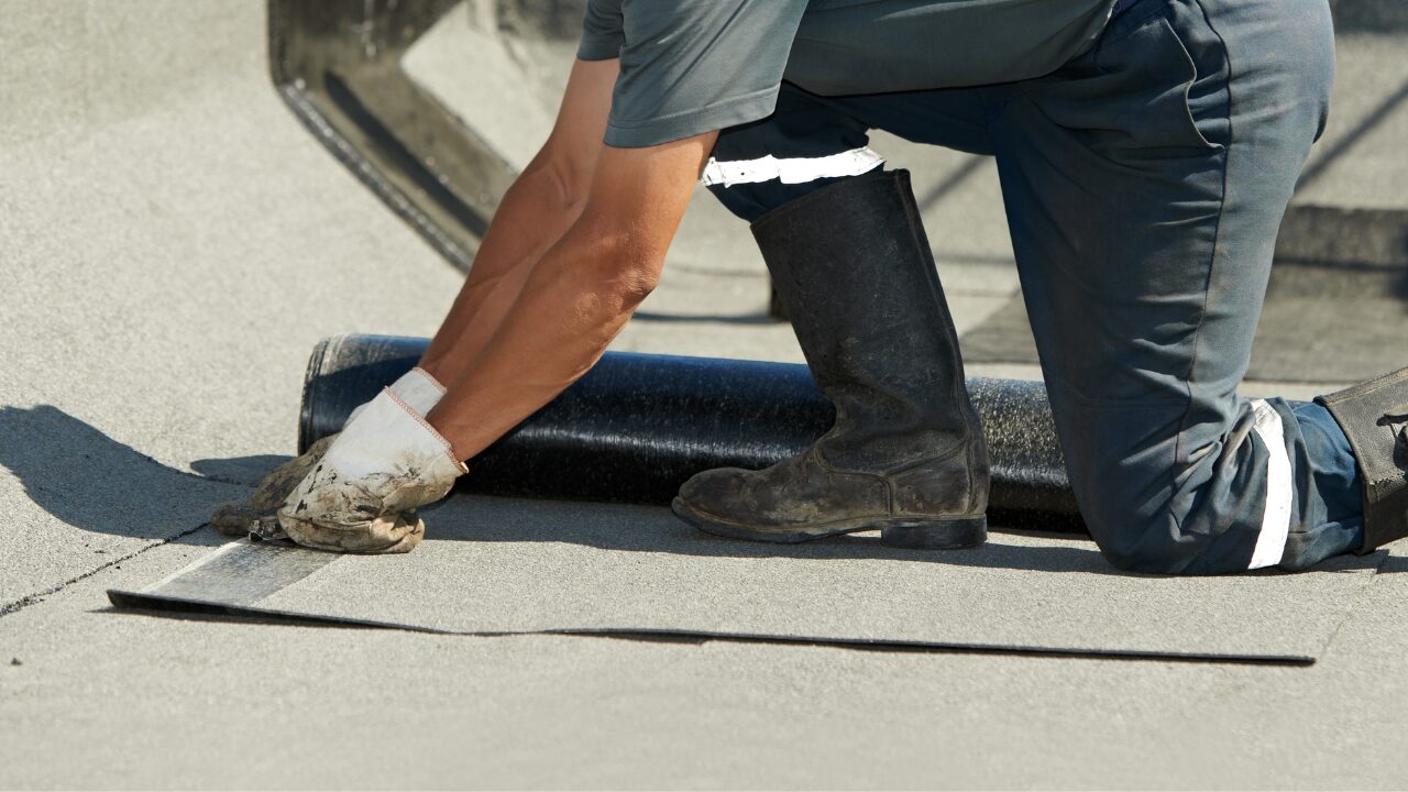Roofing felt installed on flat roof