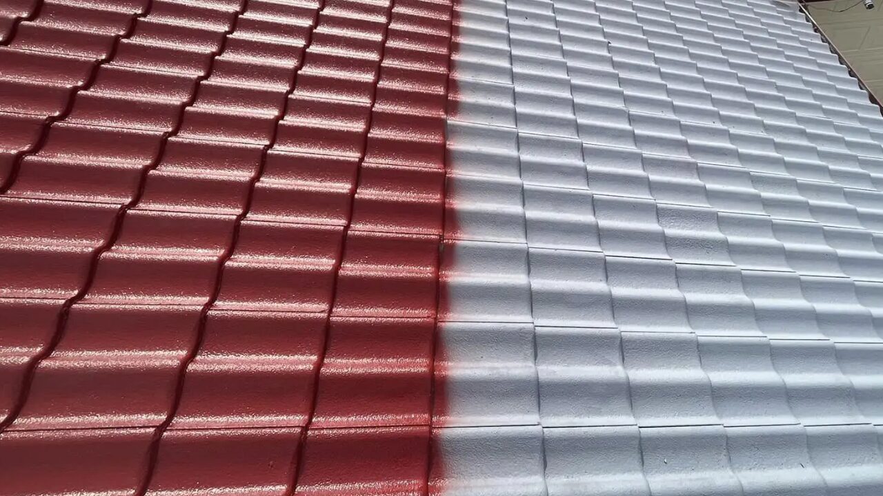 7 6 Roof Half Painted